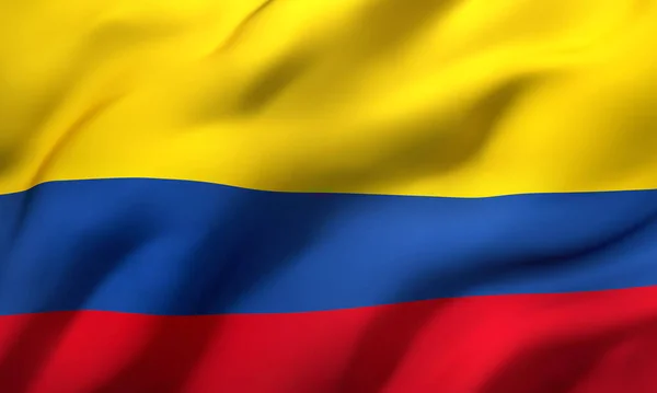 Flag Colombia Blowing Wind Full Page Colombian Flying Flag Illustration — Stock Photo, Image