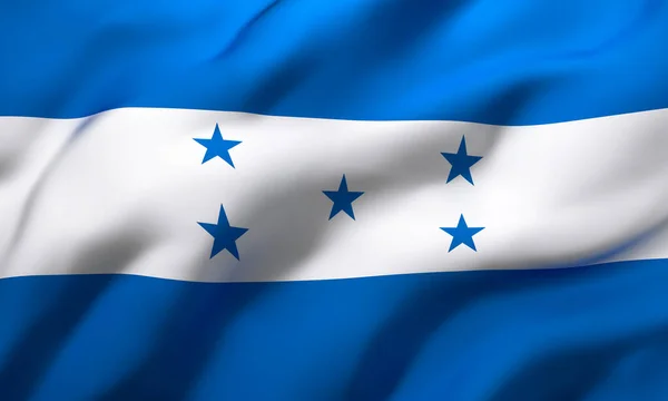 Bandeira Honduras Soprando Vento Bandeira Voadora Hondurenha Página Inteira Ilustração — Fotografia de Stock