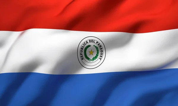 Bandera Paraguay Soplando Viento Página Completa Bandera Paraguay Ilustración — Foto de Stock