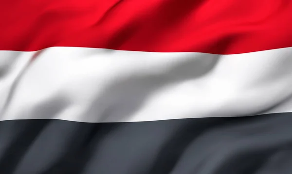 Bandera Yemen Soplando Viento Página Completa Bandera Yemen Ilustración — Foto de Stock