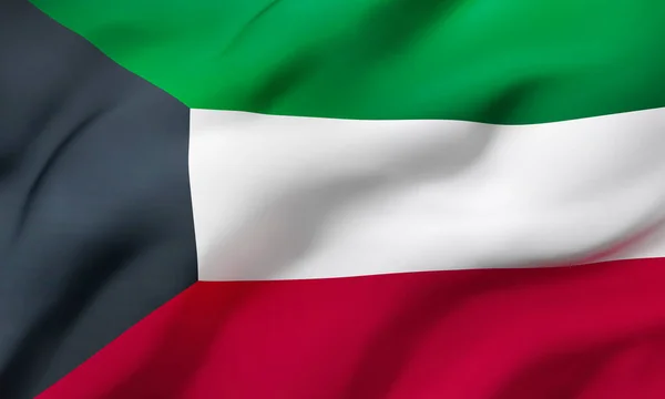 Flag Kuwait Blowing Wind Full Page Kuwaiti Flying Flag Illustration — Stock Photo, Image