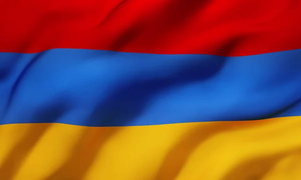 アルメニアの国旗が風に吹かれた 全ページアルメニア国旗掲揚 3Dイラスト — ストック写真