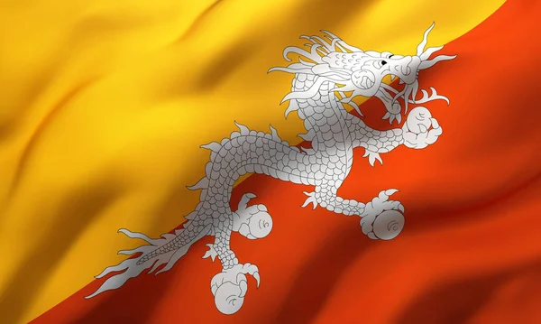 Flag Bhutan Blowing Wind Full Page Bhutanese Flying Flag Illustration — Stock Photo, Image