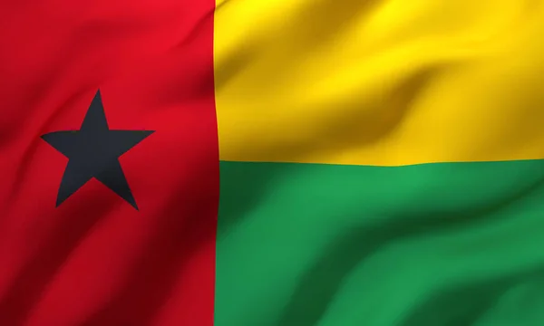 Bandera Guinea Bissau Soplando Viento Bandera Voladora Bissau Guineana Completa — Foto de Stock