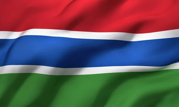 Σημαία Της Γκάμπια Που Φυσάει Στον Άνεμο Πλήρης Σελίδα Gambian — Φωτογραφία Αρχείου