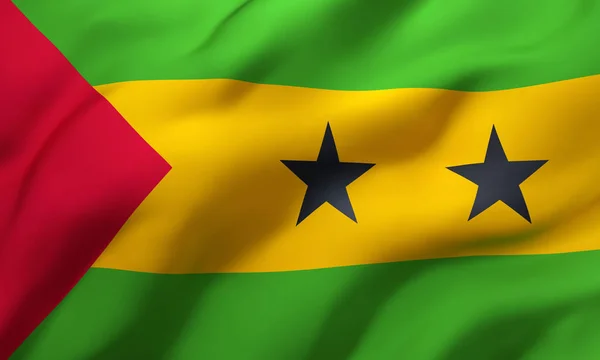 São Tomes Flagga Blåser Vinden Helsida Sao Tomé Flagga Illustration — Stockfoto