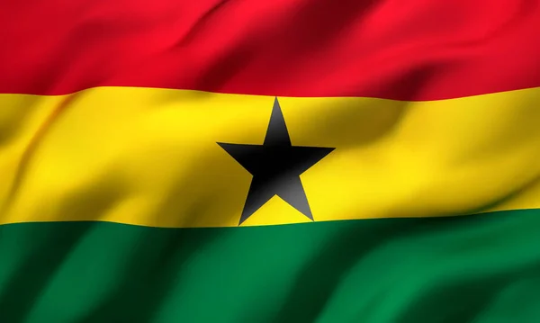 Ghanas Flagga Blåser Vinden Helsida Ghanaian Flagga Illustration — Stockfoto