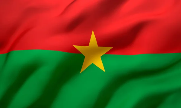 Flaga Burkina Faso Wieje Wietrze Pełna Strona Burkina Faso Powiewająca — Zdjęcie stockowe