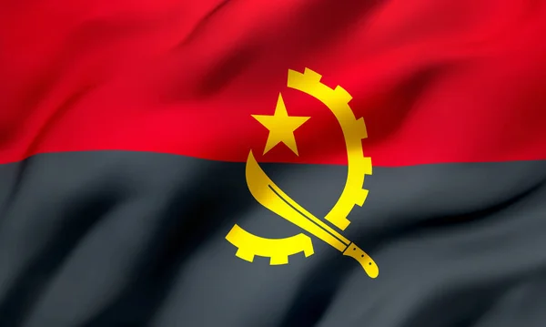 アンゴラの旗が風に吹かれた 全文を読むアンゴラの飛行旗 3Dイラスト — ストック写真