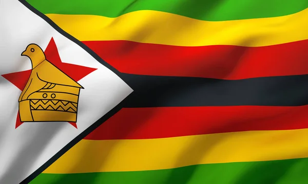 Die Fahne Von Simbabwe Weht Wind Ganzseitige Simbabwische Flagge Illustration — Stockfoto