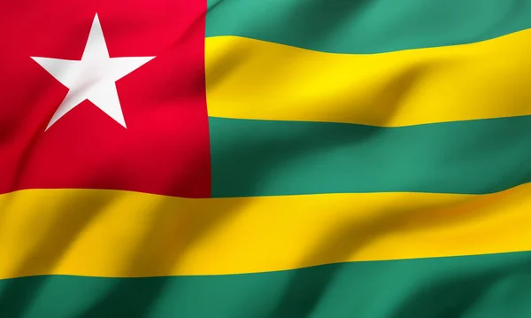 Een Vlag Van Togo Die Door Wind Waait Volledige Pagina — Stockfoto
