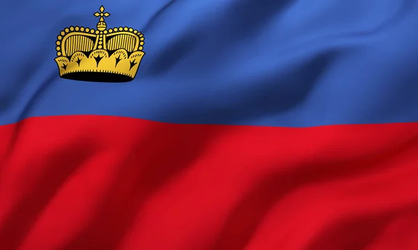 Liechtensteins Flagga Blåser Vinden Hela Sidan Liechtenstein Hissar Flagga Illustration — Stockfoto