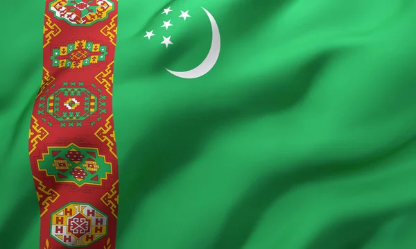 Bendera Turkmenistan Berhembus Angin Seluruh Halaman Berbendera Turkmen Ilustrasi — Stok Foto