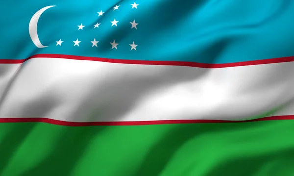 Vlag Van Oezbekistan Waait Wind Volledige Pagina Oezbeekse Vlag Illustratie — Stockfoto