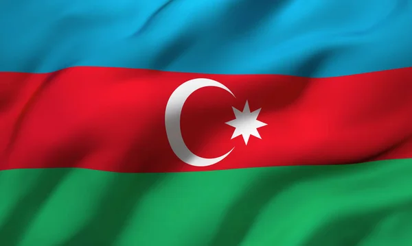 Flaga Azerbejdżanu Wieje Wietrze Pełna Strona Azerbejdżańskiej Flagi Ilustracja — Zdjęcie stockowe
