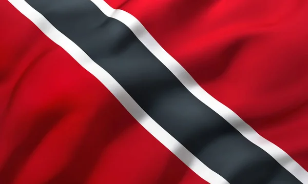 Bandeira Trinidad Tobago Soprando Vento Bandeira Voadora Página Inteira Ilustração — Fotografia de Stock