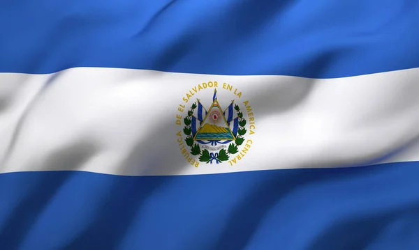 Flag Salvador Blowing Wind Full Page Salvadoran Flying Flag Illustration — Stock Photo, Image