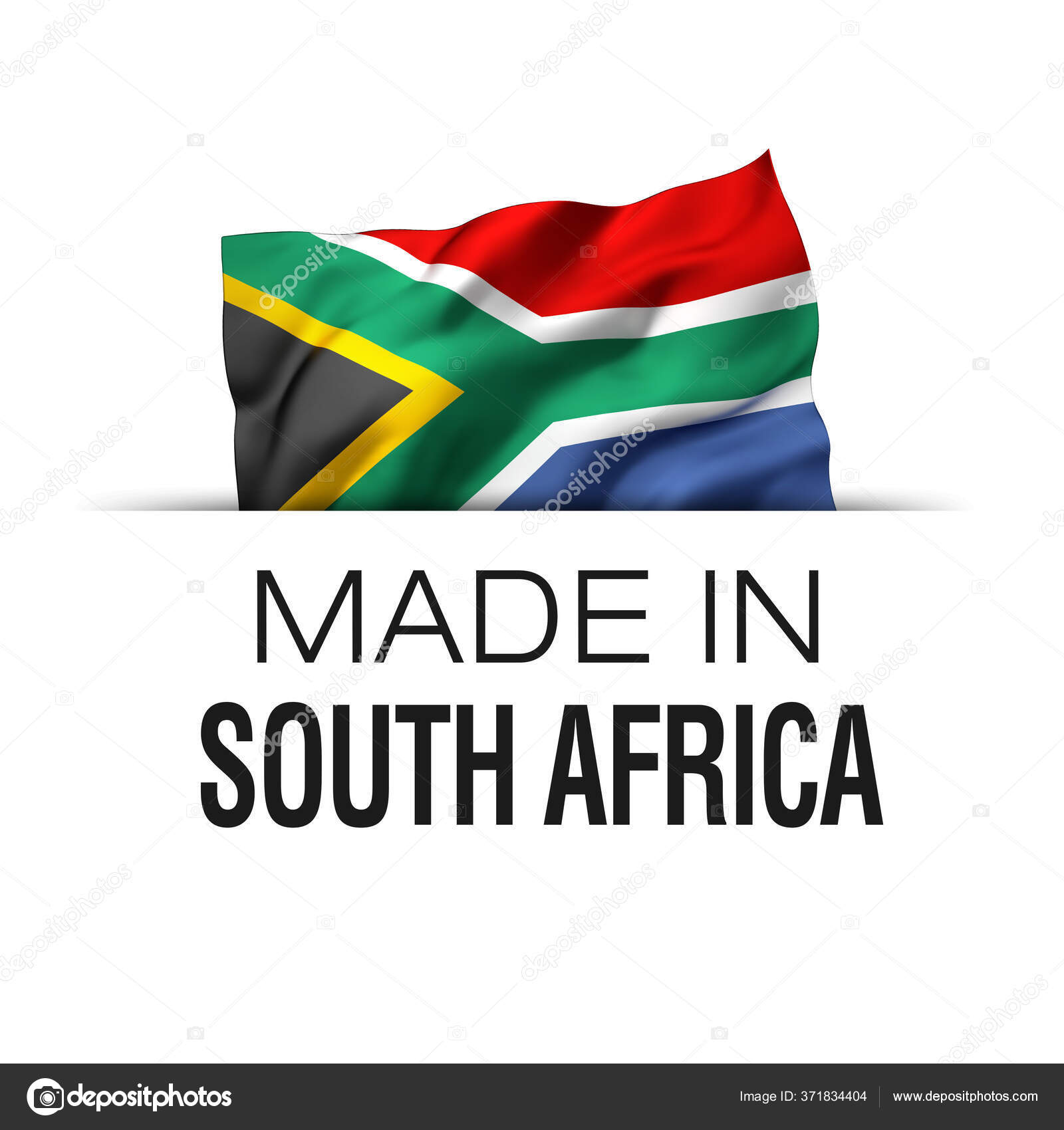 Made South Africa Guarantee Label Waving South African Flag