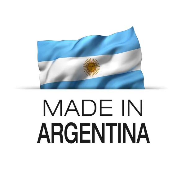 Fabricado Argentina Etiqueta Garantía Con Bandera Argentina Ondeante Ilustración —  Fotos de Stock