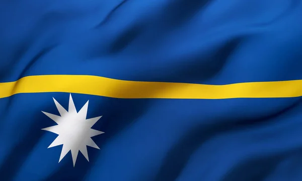 Flag Nauru Blowing Wind Full Page Nauruan Flying Flag Illustration — Stock Photo, Image