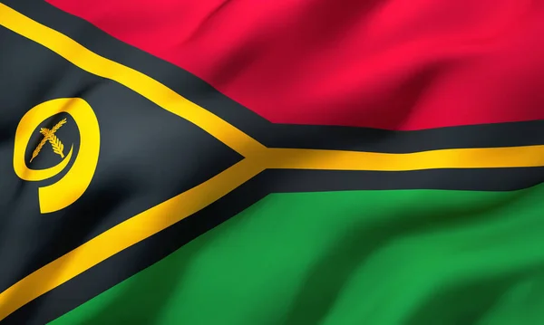 Bandeira Vanuatu Soprando Vento Página Inteira Vanuatuan Flying Flag Ilustração — Fotografia de Stock