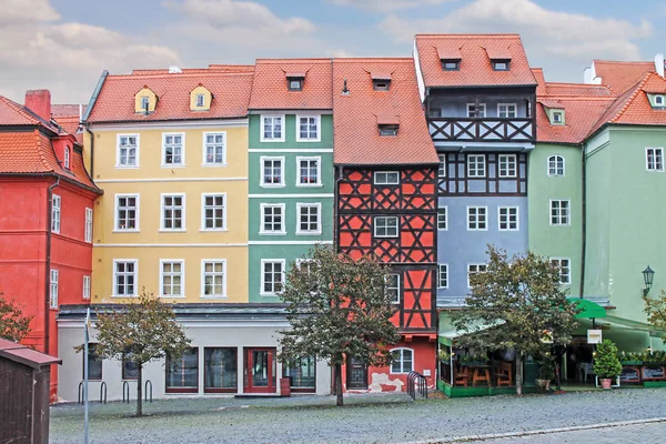 中世纪的房子。集市广场在海布，捷克共和国 — 图库照片