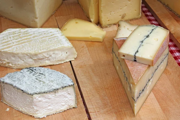 Various Types Cheese Table Farmer Market — Stock Photo, Image