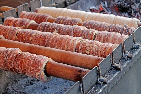 Preparation of trdelnik - traditional czech food.