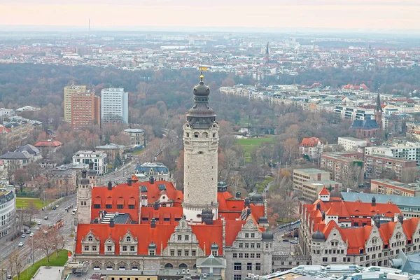 Leipzig Almanya Daki New Town Hall Hava Görüntüsü — Stok fotoğraf