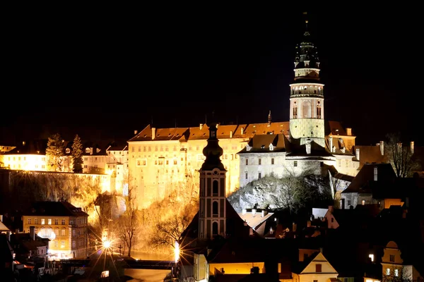 Widok Nocy Cesky Krumlov Czechy — Zdjęcie stockowe