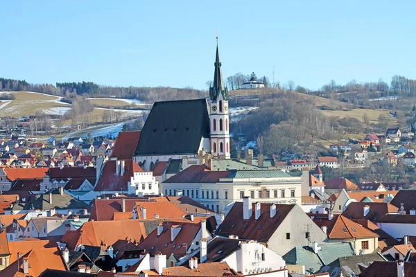 Uitzicht Kathedraal Van Saint Vitus Cesky Krumlov Vanaf Het Kasteel — Stockfoto