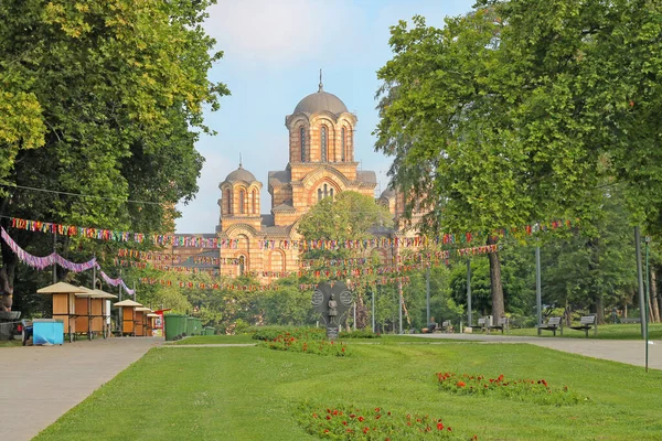 Veduta Della Chiesa San Marco Dal Tasmajdan Park Belgrado Serbia — Foto Stock