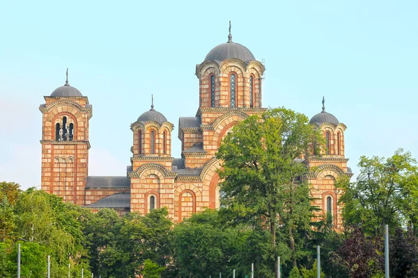 Vista Iglesia San Marcos Desde Tasmajdan Park Belgrado Serbia — Foto de Stock