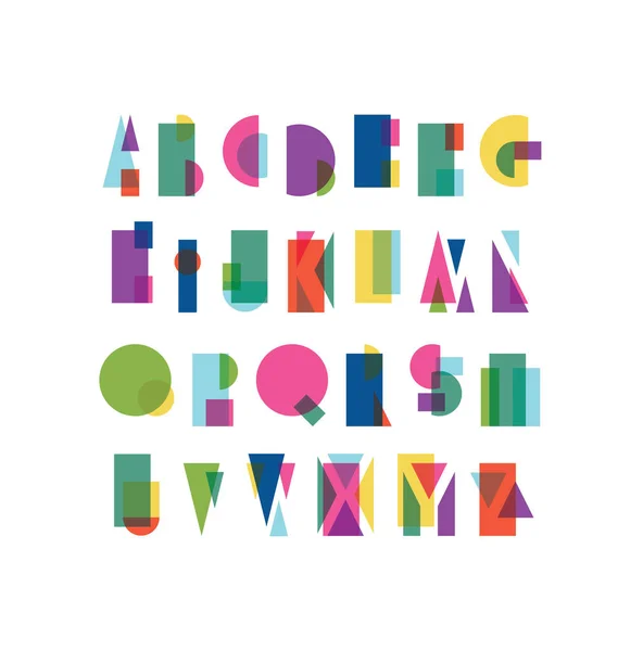 Overlapping shapes alphabet — Stock Vector