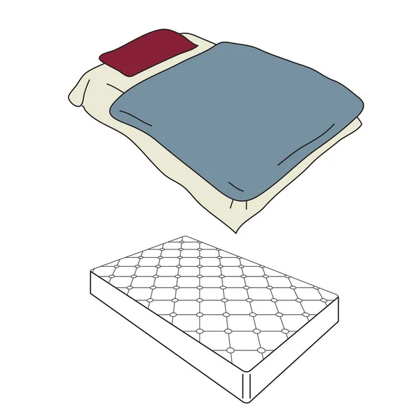 Madrass och sängkläder — Stock vektor