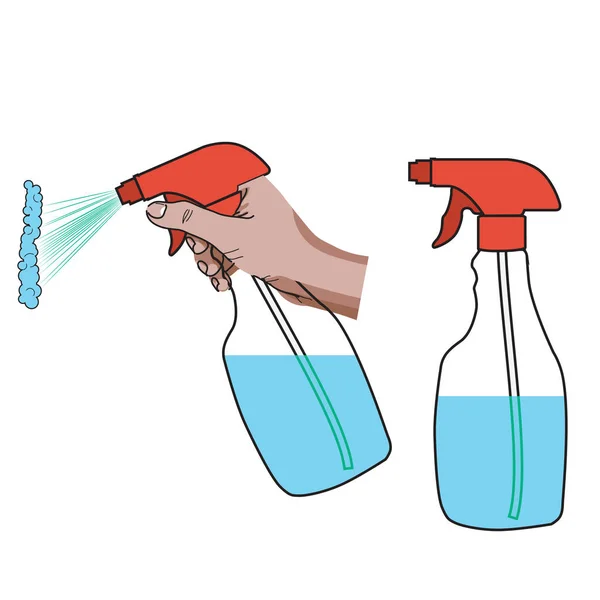 Spray de limpeza e mão — Vetor de Stock
