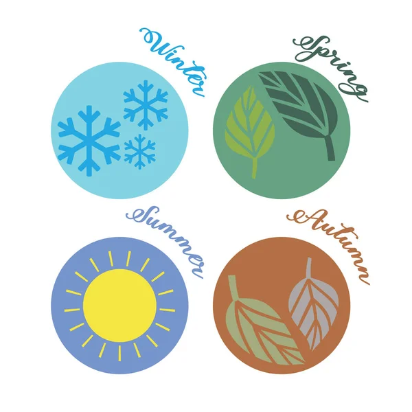 Seasons illustrated in circles — Stock Vector