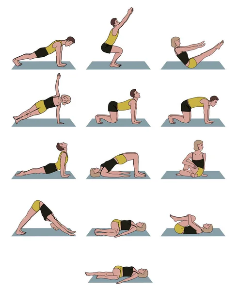 Conjunto de poses de yoga — Archivo Imágenes Vectoriales