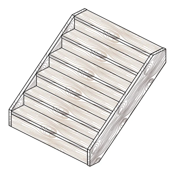 Isometrisk trätrappa — Stock vektor