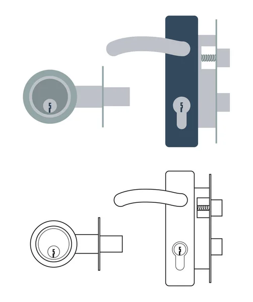 Poignée et serrure de porte — Image vectorielle