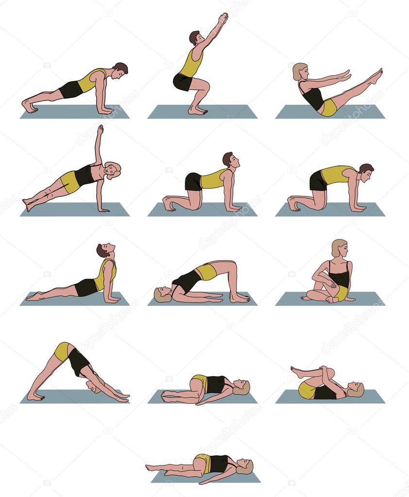 Yoga poses set