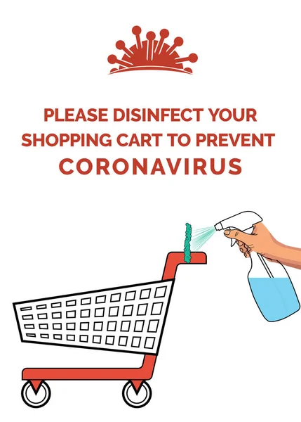 Affiche Coronavirus Avec Texte Vous Plaît Désinfecter Votre Panier Pour — Image vectorielle