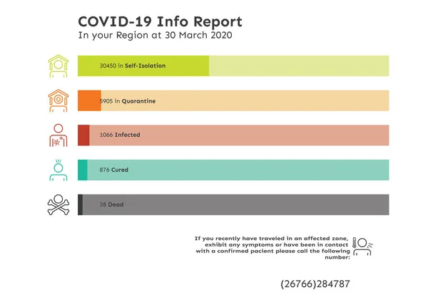 Modèle Fiche Rapport Information Covid Avec Visualisation Données Colorées — Image vectorielle