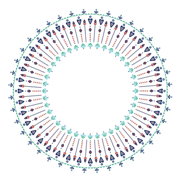 Etnický Mandala Vzor Symboly Květin Srdce — Stockový vektor