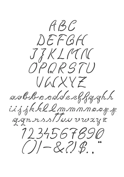 Flüssig Wirkende Komplexe Schrift Mit Majuskeln Minuskeln Zahlen Und Ortographischen — Stockvektor