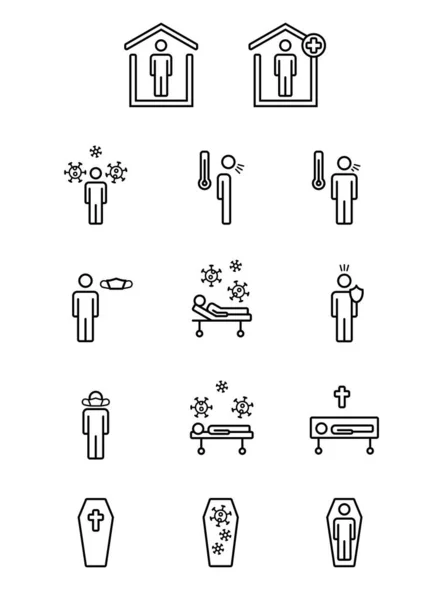考罗纳维尔斯符号 用于统计逃避 被感染 治愈或死亡的人 — 图库矢量图片