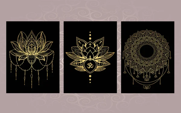Tatouages Lotus - mandala et mehndi — Image vectorielle