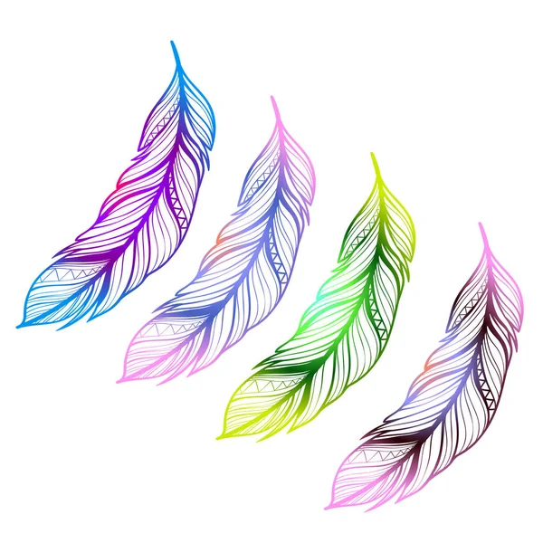 Croquis tatouages - plumes — Image vectorielle