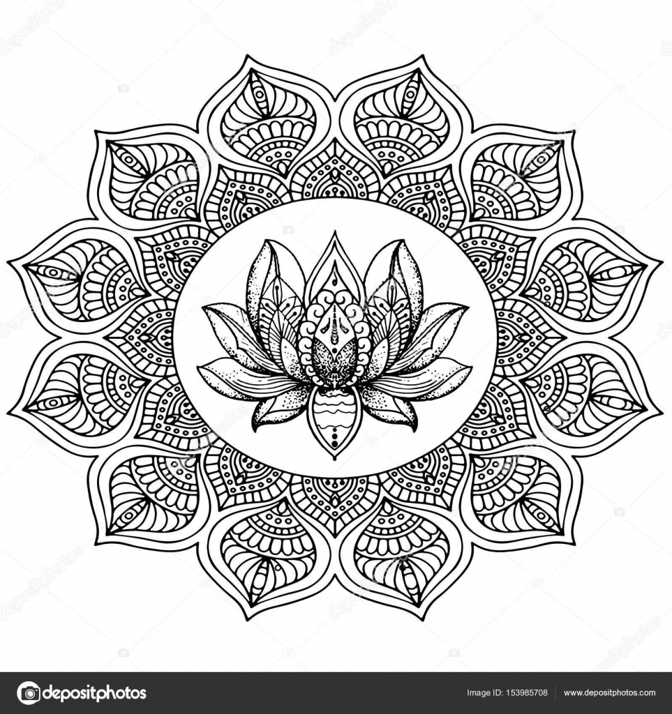 Download Lotus tattoo sketches | Mandala and lotus tattoo — Stock ...