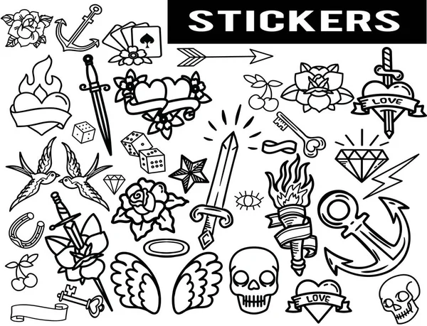  Eski okul çıkartmaları geniş bir yelpazesi